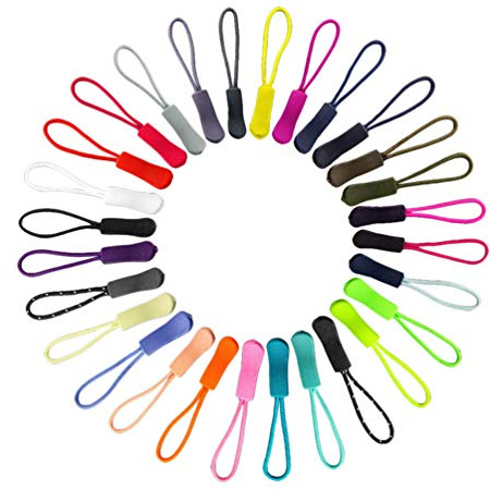 EXCEART Plastic Zipper Pullers for Clothes and Bags Convenient Zipper Pull Rope Replacement for Luggage and Backpacks 50pcs Random Color Size About 6x0.8x0.25cm, Travel Accessory