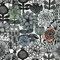 Kt KILOtela - Halbpanama Dekostoff - Digitaldruck - Baumwollstoff - Stück: 100 cm Länge x 140 cm Breite | Blumen - Weiß, Schwarz, Blau, Grün, Orange