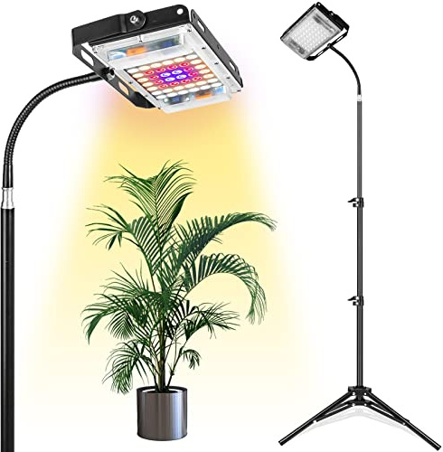 Lampe de culture LBW avec support, éclairage LED à spectre complet 150 W pour plantes d'intérieur, lampe de culture avec interrupteur marche/arrêt, trépied réglable de 15 à 48 pouces