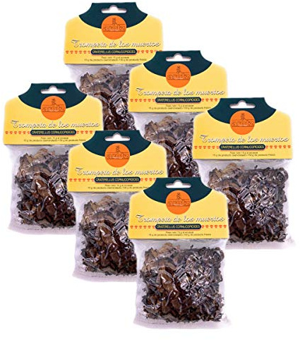 Arotz Schwarze Trompete getrocknet, 6x 15g aus Spanien, getrocknete Pilze in scheiben, aromatisch und natürlich