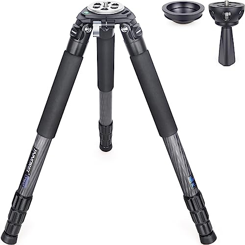 INNOREL LT364C Sistemático Trípode Fibra Carbono Fotografía Profesional 160cm/63pulgadas, 4 Secciones, Carga Máxima 35kg, Tubo Máximo φ36mm, con Bolsa/Adaptador para Tazón 75mm(Trípode+Adaptador)