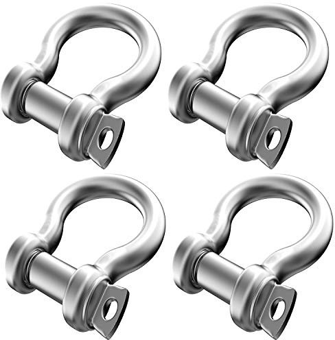 4 Stück 5/16 Zoll 304 Edelstahl D Ring Schäkel 8mm Schraube Pin Anker Schäkel für Zugstahldraht 8mm