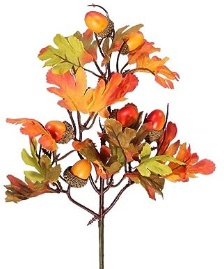 RiloStore 3 STK Herbstzweig 32cm Deko Zweige Herbstdeko Eicheln Herbstlaub Äste Ahorn Dekozweig Laub Dekoration Herbst Winter Gestecke Floristik Äste