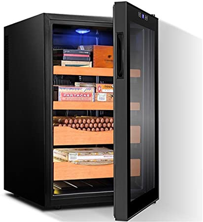Humidor Cave À Cigares en Bois De Cèdre Noir Électronique Humidifiante Multicouche Humidifiant À Température Constante pour Salle À Manger 45x52.5x72.5cm
