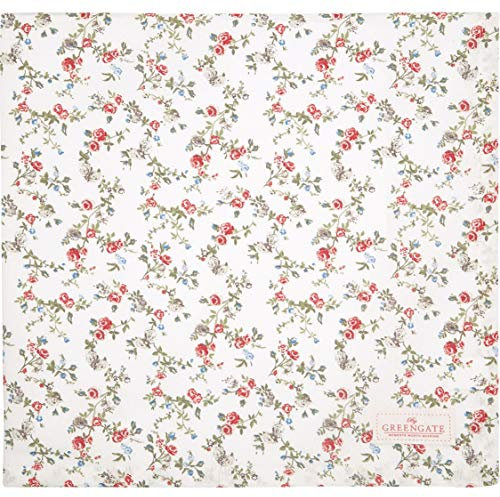 GreenGate Tischdecke Carly Weiß Blumen Baumwolle 150x150 cm