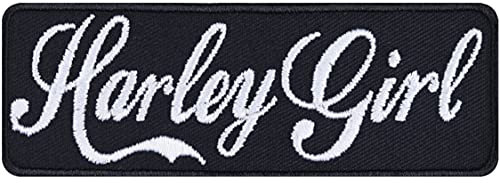 HARLEY GIRL Aufnäher Harley Aufbügler Biker girl Patch Motorrad Bügelbilder Geschenk für Motorradfahrer Applikation für Jacke/Weste/Jeans/Motorradkoffer | 100x35mm