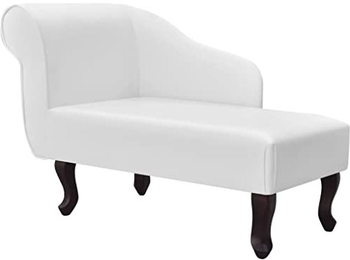 Relaxliege Loungesofa Chaiselongue Sitzfläche mit Rücken und Armlehne, Recamiere im Landhausstil, 104 x 51 x 69,5 cm, Weiß Kunstleder