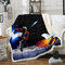 Eishockey Flanell Decke Hockey Sport Spieler Sherpa Decke Winter Extreme Sport Spieldecke Arena Flammenmuster Plüschdecke für Jungen Teens Erwachsene Blau Schwarz 130X150