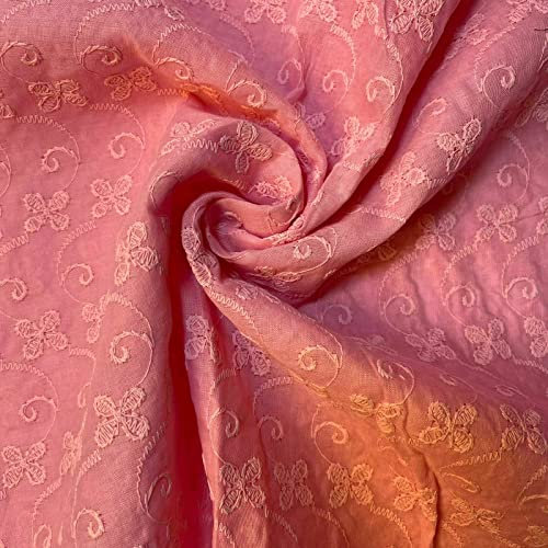 Tissu indien 100 % coton pour broderie anglaise - 111,8 cm (2 mètres, rose bonbon)