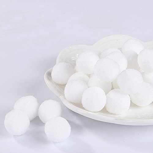 100 Stück Pompons, flauschig, sortiert, für Bastelarbeiten, Dekorationen, 3 cm, Weiß