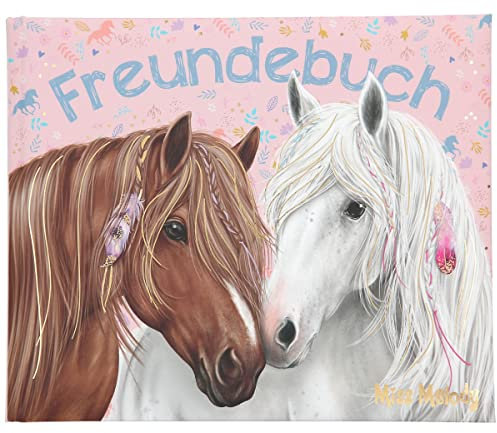 Depesche 11883 Miss Melody - Freundebuch in hellem Rosa, Pferde-Aufdruck und Muster aus Blümchen und Pferden, Freundschafts-Buch mit wattiertem Cover und 108 Seiten zum Eintragen für Deine Freunde