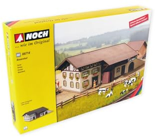 NOCH Bauernhof, detaillierter Modellbau Bausatz, H0 1:87, ideal für Dioramen und Eisenbahnlandschaften