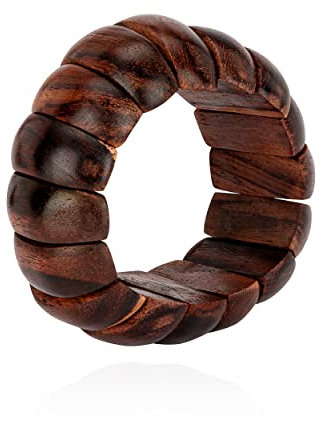 NKlaus Bracciale in legno rotondo elastico largo 3,5cm regolabile con elementi in legno 11118