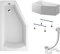 KOLMAN Badewanne SELENA Eckbadewanne 150x90 Links mit AcrylSchürze, Ablaufgarnitur und Füßen Komplettset 4in1 Premium Original Acryl Wanne Siphon