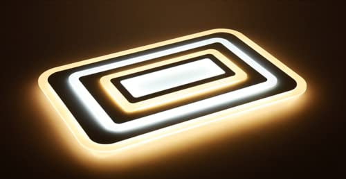 Woward LED Deckenleuchte 3D 99W rechteckig Lichtfarbe und Lichthelligkeit dimmbar mit Alexa Funktion
