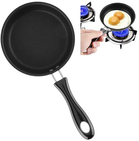 Mini Padella Portatile,Mini Padella Antiaderente, Padella Antiaderente Piccola 12 cm, con Manico in Gomma,Padelle Universali,Padelle Antiaderenti Professionali,padella, padelle per Uova in Camicia