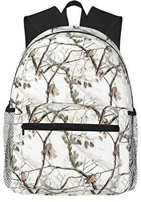 YTORA White Tree Camo Double Layers Lightweight Fashion Casual Laptop Rucksack für Männer und Frauen, Reiserucksack, Schwarz, Einheitsgröße