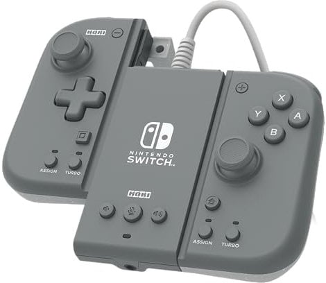 HORI Split Pad Compact Adapter Set (Schiefergrau) für Nintendo Switch/OLED - Ergonomischer Controller für den tragbaren Handheld-Modus in Grau mit kabelgebundenem Adapter - Offiziell Lizenziert