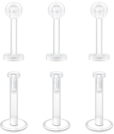 Mayhoop 16G Klar Tragus Helix Piercing Ohrringe Ohrstecker 8mm Flexible Acryl Lippenpiercing Labret Stud für Männer und Frauen