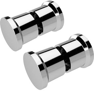 AQUABATOS 2 Stück Duschtürgriff, Türgriffe, Türknauf für Badezimmer, Küche, Zuhause, Büro, Hotel, zylindrische Form, Chrom-Optik,geeignet für Glaslöcher von 10–15 mm