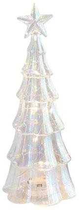 Baoblaze Glass Christmas Tree with Lights, Tabletop Xmas Tree Romantic Christmas Ornament Figurine for Tabletop, Desktop, Fireplace, B