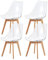 EGGREE Juego de 4 Sillas de Comedor Escandinavas SGS Testadas, 4 Sillas Transparentes con Patas de Haya Maciza y Cojines de Cuero PU Blanco para Dormitorio, Cocina, Salón