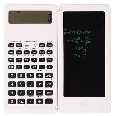 Maizoon Calculadoras Científicas con Tableta de Escritura Borrable Soporte de Pantalla Grande de 10 Dígitos Multifunción Solar y de Batería para Oficina Escuela y Hogar Blanco