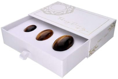 Pack de Huevos Yoni de Ojo de Tigre, Set de Masaje Energético, Cuarzo Natural Terapéutico, Cristales Sanadores para Equilibrio de Chakras, Piedras de Sanación Espiritual, Mejorar Energía y Bienestar.