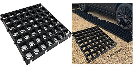 Pack Of 4 Strong Black Paving Plastic Interlocking Turf Lawn Path Gravel Protector Drainage Mats
