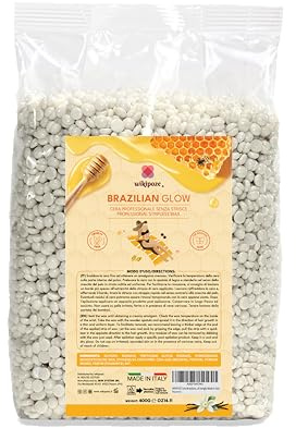 WIKIPOZE Waxing Perlen mit Bienenwachs für Sensible Haut Wachs Haarentfernung Wachsperlen Warmwachs ohne Wachsstreifen Schmerzfreies Heisswachs Brazilian Wax Perlen mit Vanilleduft Hard Wax Beans 400g