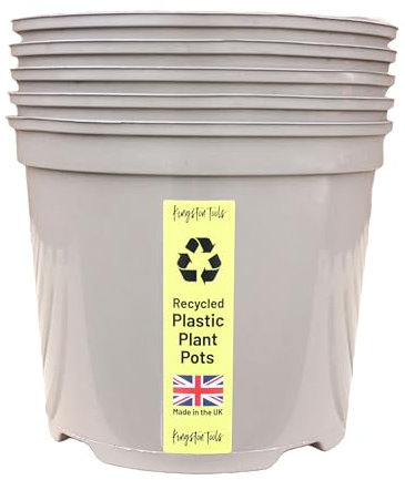 Kingston Tools Mocha Cream 7.5L Plant Pots -Pack of 5 -Premium British Indoor & Outdoor Planters - Flower Pots Made in the UK from Recycled Plastics
