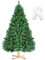 210 CM Arbre de Noël (Ø ca 135 cm), Sapin de Noël Artificiel Vert avec 1346 Branches, 7 FT Arbre avec Support en Bois, Pliable, Amovible et Ignifuge pour Noël, Salle, Jardin