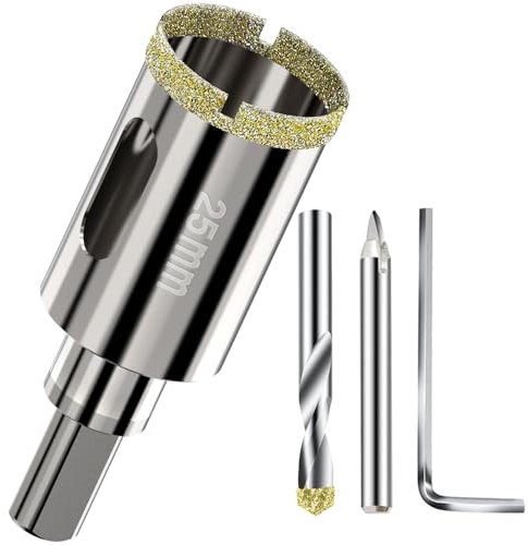 25mm Hole Saw Diamond Drill Bit with carbide Pilot Bit - Ideal Hole Cutter for Tile, Ceramic, Porcelain, Brick, Stone, Glass, Marble and Granite