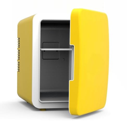 HHCTEBEC Mini Fridge for SkinCare, Food and Drinks Portable Small Refrigerator 6L/6 Can Cooler Compact Fridge Small Fridge for Bedroom, Dorm, Car, Office,Yellow