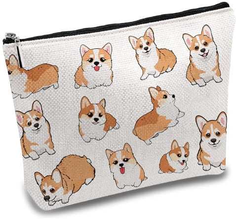 CREATCABIN Kosmetiktasche Mit Hundemotiv Polycotton Mehrzweck Stifteetui Mit Metallreißverschluss Kulturbeutel Reisezubehör Tasche Geldbörse Hundeliebhaber Geschenke Für Frauen Freunde 25x18cm