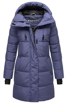 MARIKOO Damen Winterjacke (XS-6XL) - Wasserabweisend, teils mit Fleece, hochstehender Kragen, Steppjacke mit Kapuze, Warme Jacke Frauen - N008 (XL, Bl-Violet)