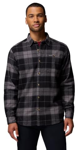 Columbia Mens Pitchstone Heavyweight Flannel II, City Grey Macro Buffalo Tartan, Medium
