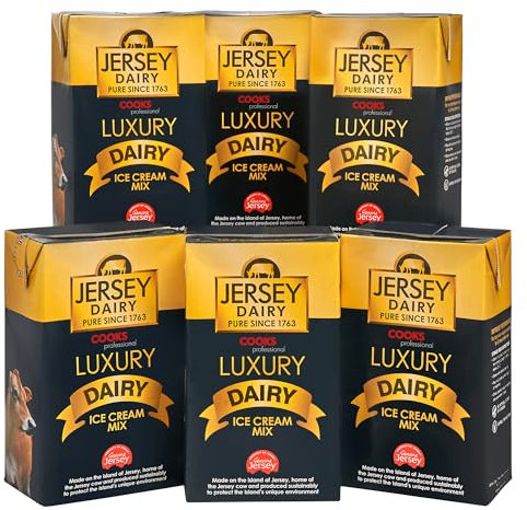 Cooks Professional Jersey Luxury Ice Cream Mix | Soft Serve Creamy Taste Icecream Mixture for Home or Commercial use | Superior Creamy Vanilla Taste | 6 x 1L