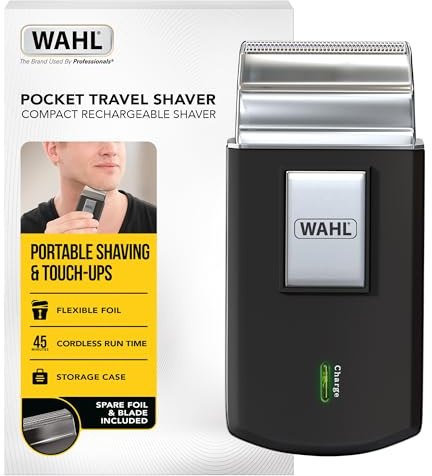 Wahl Pocket Travel Men's Foil Shaver, Rechargeable, Portable Grooming Kit