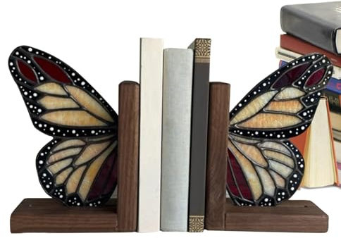 Serre-Livres pour étagères, Bouchon de Livre Papillon Vintage, décorations d'ailes de Papillon Serre-Livres, Serre-Livres en Bois planète Papillon pour Livres Robustes, décoration de la Maison