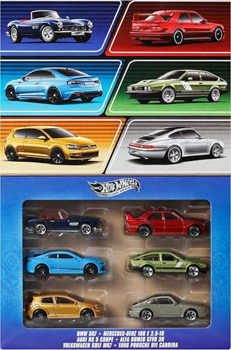 Hot Wheels Lot de 6 Voitures Jouets moulées sous Pression à l'échelle 1:64 avec décoration surélevée (Les Styles Peuvent Varier)