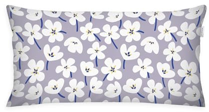 Herding Tom Tailor Renforcé-Kissenhülle, 40x80 cm, 100% Baumwolle/Renforcé, mit farbigem Reißverschluss, Fresh Flowers Lila, Weiß (Soft Lilac & Off White)