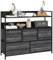 HOMCOM Bedroom Chest of Drawers, Fabric Dresser with 5 Drawers, Storage Organiser Unit with Open Shelves and Metal Frame for Living Room, Entryway, Black