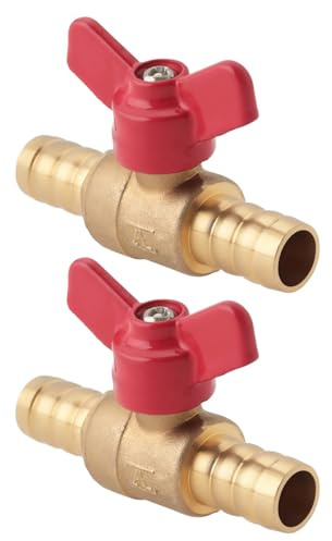VGOL 2 Stück 1/2 Zoll Messing-Pex-Kugelhahn Absperrventil mit Rotem Griff für 1/2 Zoll Pex-Schläuche Heißes Und Kaltes Wasser