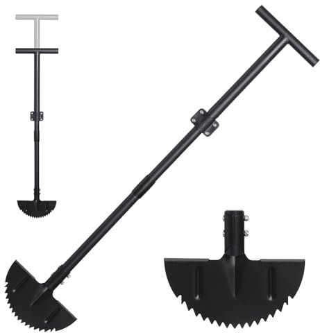 Harrms Lawn Edger, Manual Grass Edging Tool with Adjustable Handle 86-106cm, Garden Border Cutter Edge Black, Professional Sharp Half Moon Lawn Edger Trimmer for for Patio, Flower Beds & Driveway