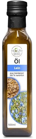 Health Seed® Ungefiltert Leinöl - 100% Rein Kaltgepresst Glasflasche - Frisch vom Hersteller - 500 ml
