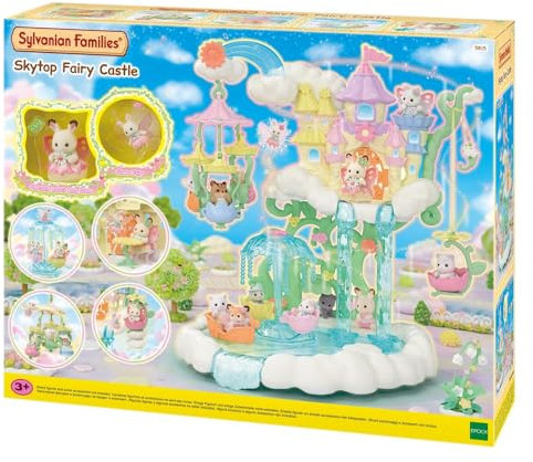 Sylvanian Families - 5824 Himmlisches Feenschloss, Spielset mit Tierfigur, Schokoladenhasen Baby, Blumenfee, samtige Tierfiguren, Spielzeug für Kinder ab 3 Jahren