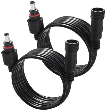 KUOQIY 2 PCS 2m 5.5x2.1 mm M14 Thread IP67 Waterproof DC Power Extension Cable, 12V 24V DC Male to Female Power Supply Adapter Extension Lead 22AWG, for Solar Garden Lights