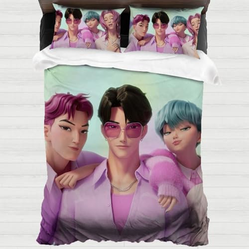 Kpop Demon Hunter Anime Kinder Bettwäsche 135x200 Schlafzimmerdeko Bettbezüg und 2 Kissenbezug,Pflegeleicht Mikrofaser Bettwäsche-Sets Tochter Geschenke (Fanartikel)