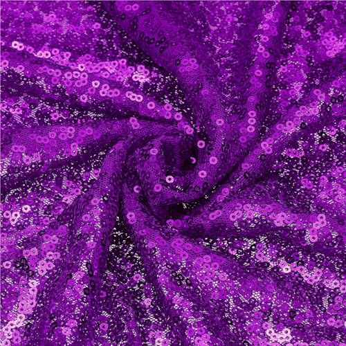 sourcing map Tessuto con paillettes viola scuro, al metro, lunghezza 1,3 m, larghezza 1,3 m, tessuto lucido e scintillante per cucito fai da te, vestiti, sfondi, tovaglie, runner da tavola